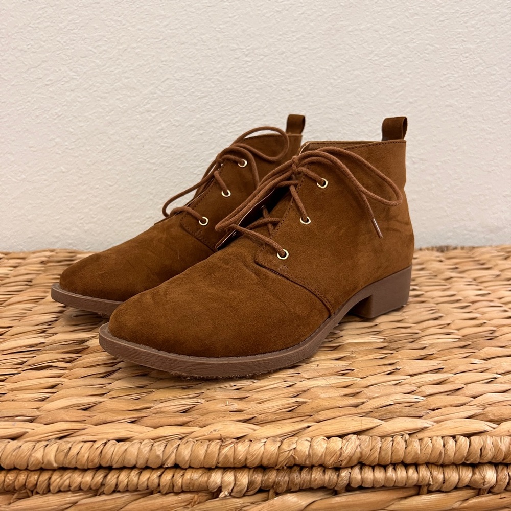 Brown Suede Lace-Up Ankle Boots